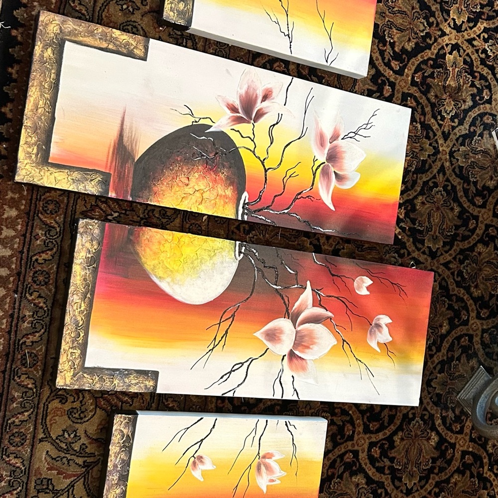 Art Class Sunset Blossom Painting - Red, Yellow, Pink